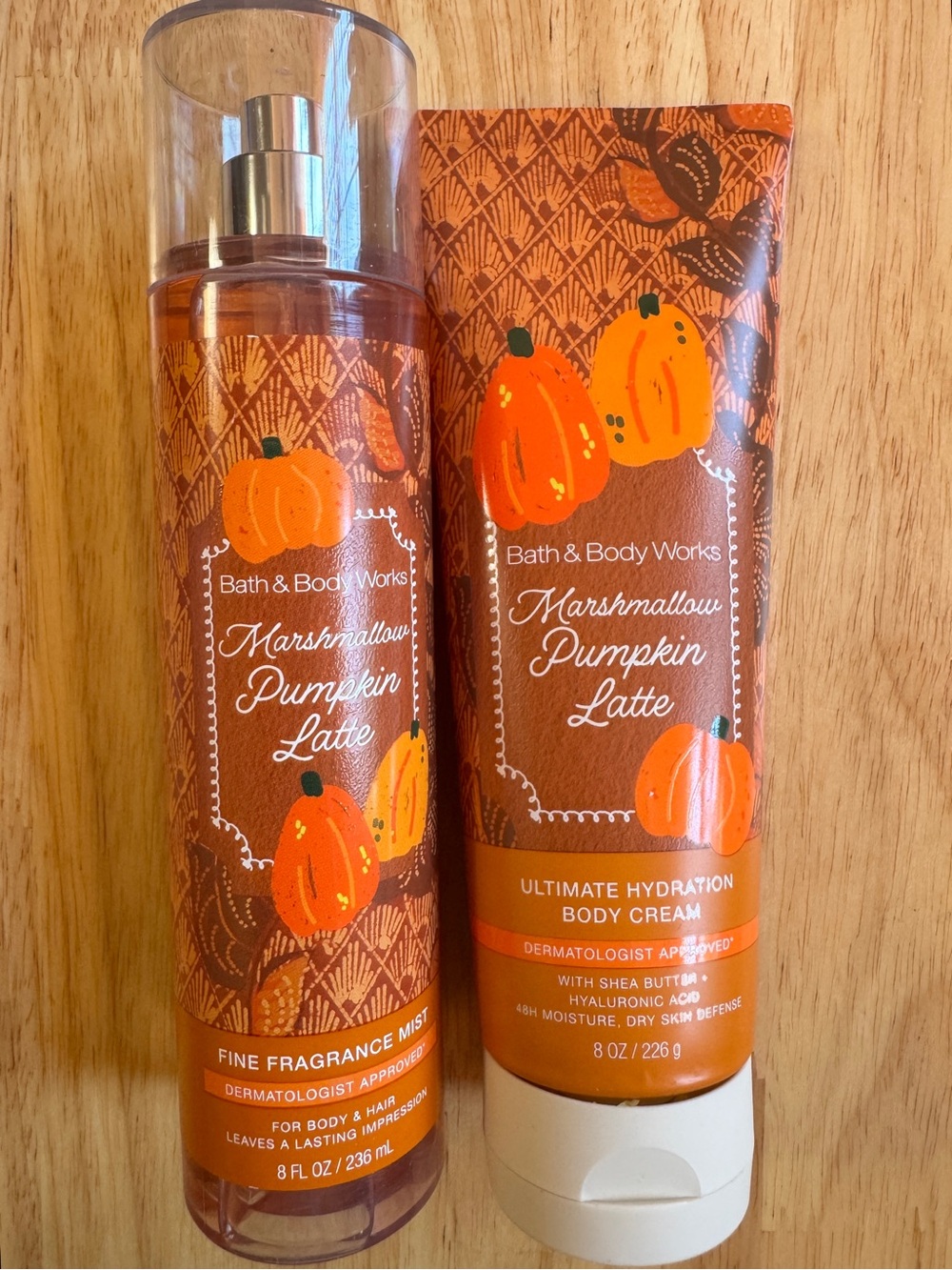 Bath & Body Works Marshmallow Pumpkin Latte Mist & Cream - Orange